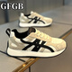 GFGB品牌新款男鞋2026春夏季皮面運動(dòng)鞋男士厚底增高老爹鞋休閑鞋子男 白黑 【高端男鞋】 42 【皮鞋碼】