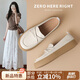 ZHR樂福鞋女經(jīng)典通勤風(fēng)厚底單鞋女舒適百搭媽媽女皮鞋 BT90 米色 36 