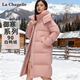 拉夏貝爾（La Chapelle）羽絨服女中長(cháng)款冬季新款2025年白鴨絨過(guò)膝極寒保暖連帽百搭外套女 粉色 L 165/88A