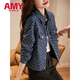 愛(ài)麥依氣質(zhì)字母牛仔外套2025秋季新款簡(jiǎn)約翻領(lǐng)長(cháng)袖百搭口袋外套 藍色 S 【80-105斤】