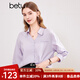 百圖betu女裝春夏新款襯衫法式翻領(lǐng)口袋設計時(shí)髦優(yōu)雅襯衫2403T36 紫色 M