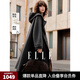 ELLE【巴黎系列】100%綿羊毛雙面呢大衣女24冬裝新款長款毛呢外套 深灰 L