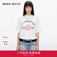 MISS SIXTY2025春季新款T恤女圓領(lǐng)印花撞色寬松短袖百搭休閑上衣 白色 S