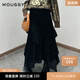 moussy 新品法式田園風不規(guī)則荷葉邊半身裙028IAZ31-1012 020黑色 M