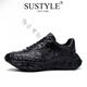 SUSTYLE奢侈高端品牌男鞋高檔運動(dòng)鞋男2026新款鱷魚(yú)皮百搭軟底休閑鞋子男 黑色 40