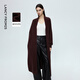 朗姿純羊毛長(cháng)款寬松針織開(kāi)衫氣質(zhì)通勤時(shí)尚百搭毛衣冬季新款 深棕色 S