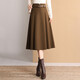 白鹿語(yǔ)秋冬壓褶垂順半身裙純色高腰通勤中長(cháng)款A字裙女 咖色1 S