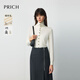 PRICH簡(jiǎn)約高領(lǐng)撞色紐扣針織開(kāi)衫2025秋新款毛衣女 煙灰色 165