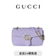 GUCCI古馳GG Marmont系列中號肩背包[新款] 淺紫色和白色 均碼