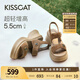KISSCAT接吻貓【錢幣】厚底沙灘涼拖25夏新增高魔術(shù)貼運(yùn)動(dòng)涼鞋女 棕色 -羊反絨 36