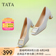 他她（TATA）氣質(zhì)方扣單鞋女鞋2025新粗跟高跟鞋法式鞋子女鞋7YO01AQ4 蘭灰 38