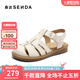 森達(dá)羅馬涼鞋女2025夏新商場同款復(fù)古休閑平底豬籠鞋4DS30BL5 米色 39
