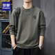羅蒙2025新款圓領(lǐng)內(nèi)搭長(zhǎng)袖t恤男薄款休閑寬松男士刺繡打底衫體恤上衣 軍綠色 XL 推薦體重145-165斤