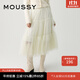 moussy【新復古回潮】 復古浪漫高腰長(cháng)款半身紗裙女028GAZ30-6320 013象牙色 S 00001