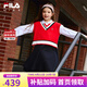 FILA斐樂女童裙子2025年春季新款中大童紅色兒童連衣裙兩件套潮 傳奇紅-RD 130