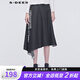 S.DEER圣迪奧女裝時(shí)尚字母印花折疊堆積不規則擺半身長(cháng)裙S19181113 炭黑藍/94 S/160