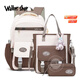 Walker Shop初中生書(shū)包品牌高中生女生高顏值輕便減負(fù)護(hù)脊小學(xué)生雙肩包大容量 咖啡色【書(shū)包+補(bǔ)習(xí)袋+筆袋】