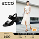 愛步（ECCO）女士涼鞋 夏季一字帶粗跟涼鞋時(shí)尚舒適 雕塑222763 黑色22276301001 （牛皮革） 39 (245mm)