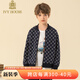 IVY HOUSE常春藤兒童裝男童秋季新款  棒球服外套潮流時(shí)尚舒適針織老花圖案 深藍(lán)色 150cm(150/72)