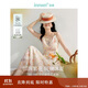 茵曼（INMAN）茶歇碎花印花女裝V領(lǐng)吊帶連衣裙2025春季新品收腰裙子 冰粉橙 M