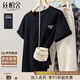 絲柏舍休閑T恤2025夏裝新款女裝蝴蝶結(jié)刺繡圓領(lǐng)顯瘦簡約上衣