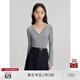 自巧【鎖溫蓄熱】小個(gè)子設計感V領(lǐng)長(cháng)袖t恤女2024初秋新款百搭上衣 淺灰色 M (4碼)