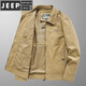 JEEP SPIRIT翻領(lǐng)夾克衫男士2025春秋季新款潮流寬松上衣休閑工裝外套男 HM9919卡其 3XL 推薦【161-175斤】