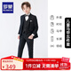 羅蒙兒童西裝套裝男童禮服英倫主持人鋼琴演出服秋 亮絲黑色5件套 160