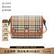 博柏利（BURBERRY）新品女款典手提單肩包斜挎包Note包郵差包女包七夕禮物女80662261 典藏米色/石楠棕色格紋