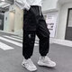 行運龍褲子男童春秋新款工裝褲休閑束腳潮流中大童純棉洋氣寬松童裝長(cháng)褲 黑色 120