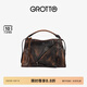 GROTTO個(gè)樂(lè )翻領(lǐng)包焦木棕復古真皮大容量通勤手提單肩斜挎包禮物 焦木棕 S