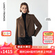 朗姿氣質(zhì)時(shí)尚高級感通勤職業(yè)西服外套冬季新款休閑西裝女 棕綠色 M