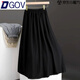 DGOV灰色高腰a字百褶半身裙女2025新款夏天感雪紡氣質(zhì)休閑長(cháng)裙子 黑色 L 建議【100-120斤】
