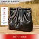 CHARLES&KEITH子母鏈條大容量流浪包托特包單肩斜挎包女包生日禮物CK2-40671449 Noir黑銀 L
