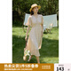 獨束大碼女裝甜美氣質(zhì)高腰碎花連衣裙夏季新品微胖mm優(yōu)雅簡(jiǎn)約裙子 米玫瑰 XL (尺碼：3) (尺碼：3)