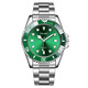 新款小黑綠水鬼手表男士腕表時(shí)尚鋼表帶石英表男表生日禮物watch 綠色