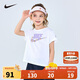 NIKE 耐克童裝大LOGO短袖T恤2025年夏季女童背后扭結(jié)設(shè)計兒童休閑上衣
