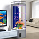 直角方形超清超厚玻璃金魚(yú)缸客廳家具家用靠墻玄關(guān)懶人免換水族箱 灰色-直角方形-超厚超清-一鍵排污-全國包郵 長(cháng)40cm寬60cm高138cm-靠墻玄關(guān)-背部過(guò)濾
