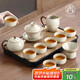 尚言坊汝窯茶具整套帶茶盤(pán)高檔家用辦公陶瓷功夫茶泡茶茶杯茶壺全套裝
