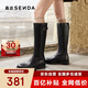 森達騎士靴女商場(chǎng)同款氣質(zhì)過(guò)膝長(cháng)筒靴XEN01DG4 黑色單里 37