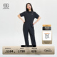 KOLON SPORT/可隆連體褲闊腿 女子戶(hù)外防潑水休閑露營(yíng)運動(dòng)拉鏈褲子 LKOP4MT576-BK 黑色 M 165/88A