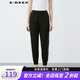 S.DEER圣迪奧女裝休閑抽繩松緊撞色字母運動(dòng)長(cháng)褲S21480804 黑色/91 S/160