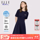 ELLE ACTIVE運動(dòng)連衣裙收腰顯瘦裙子夏裝休閑舒適氣質(zhì)百褶通勤A(yíng)字裙女裝 收腰顯瘦-藏青色 XL