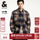 杰克·瓊斯（JACK&JONES）男裝春秋時(shí)尚寬松衣身格紋字母刺繡翻領(lǐng)毛呢大衣外套男224427007 E11淺卡其 L 180