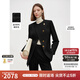 朗姿純羊毛黑色短外套高級感2025年秋季新款氣質(zhì)設計感修身上衣女 黑色2 XL