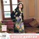 兩三事黑色針織連衣裙女 2024秋冬季v領(lǐng)長(cháng)款油畫(huà)毛衣裙子紛繁之間 黑色（提花） M