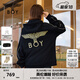BOY LONDON【黃金法則】秋季男女同款外套刺繡連帽開(kāi)衫衛衣N06901 黑色 M