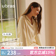 ubras【劉雯同款】奶酪絨刺繡翻領(lǐng)套頭長(cháng)袖長(cháng)褲套裝睡衣女家居服 女套頭款-奶酪黃色 XL