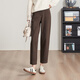 逸陽(yáng)九分鐮刀褲女秋新款高腰哈倫香蕉哈倫版西裝仿毛呢褲 深咖色 27