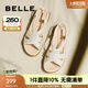 百麗（Belle）舒適休閑媽媽涼鞋女商場同款水鉆涼鞋A9U1DBL4 米白 38 (240mm)